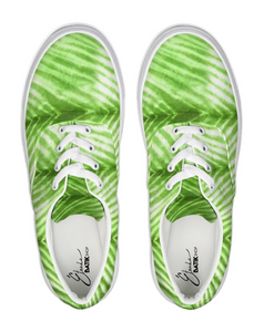 Lime Green Shibori Striped Canvas Sneakers
