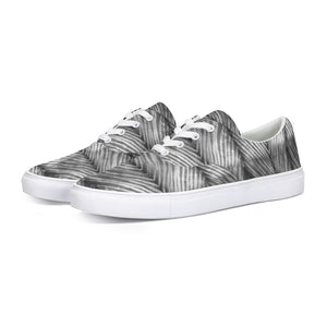 Grey Shibori Striped Lace Up Canvas Shoe