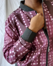 Load image into Gallery viewer, Shibori Burgundy Bomber Jacket