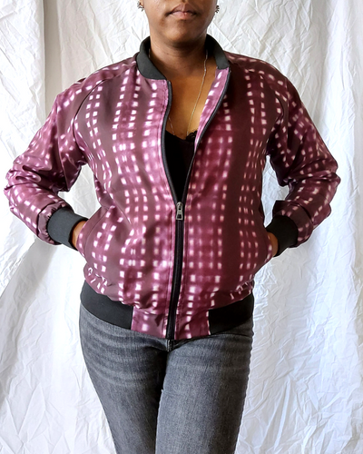 Shibori Burgundy Bomber Jacket