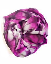 Load image into Gallery viewer, Bundled fuchsia, purple, and white scarf.