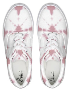 Pink Shibori Dyed Lace Up Canvas Shoe