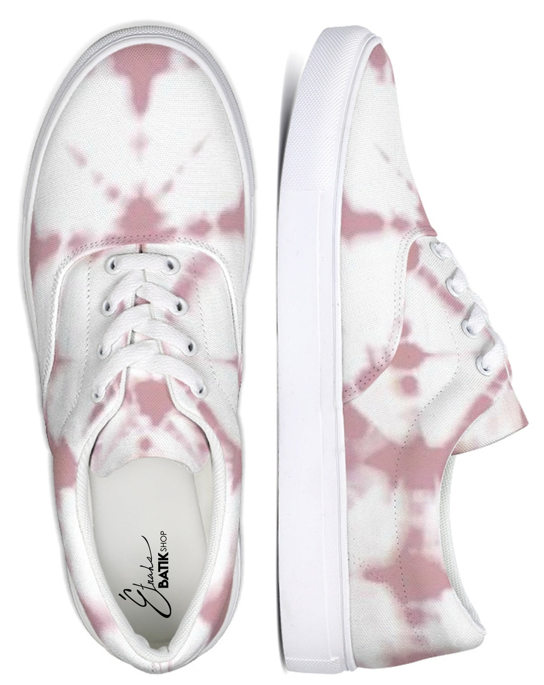 Pink Shibori Dyed Lace Up Canvas Shoe