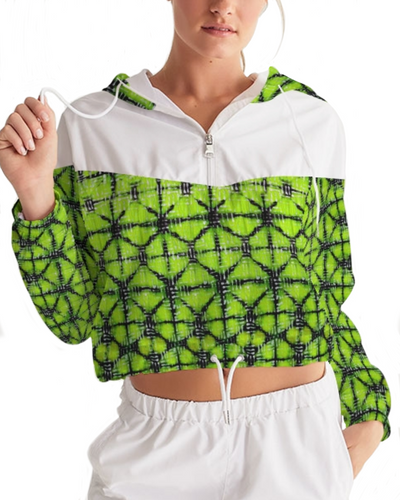 Lime Green Shibori Cropped Windbreaker