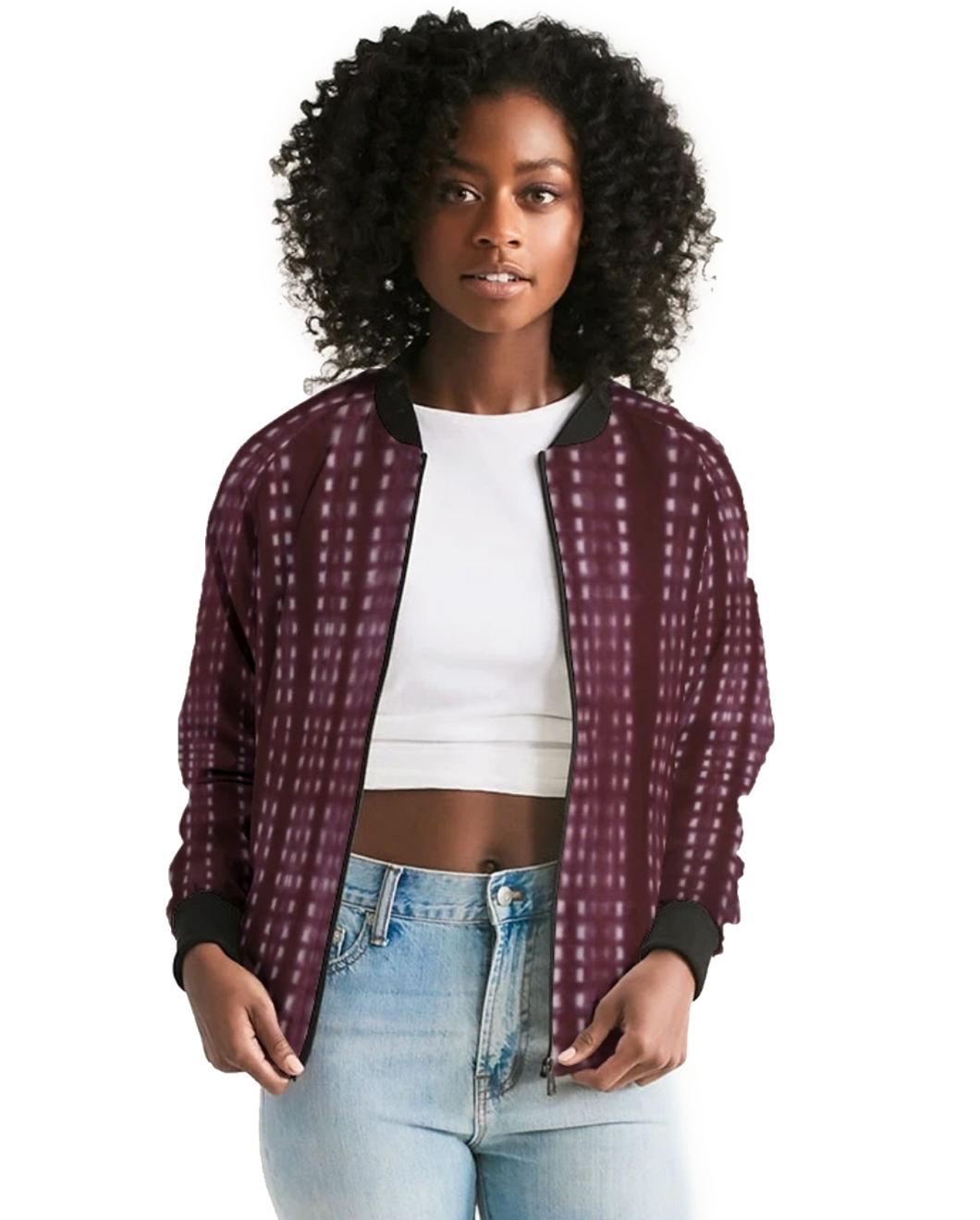 Shibori Burgundy Bomber Jacket