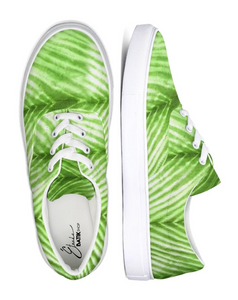 Lime Green Shibori Striped Canvas Sneakers
