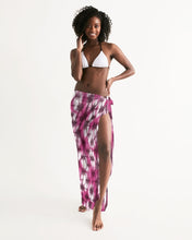Load image into Gallery viewer, Large Fuchsia, purple and white scarf tied around models waist like an ankle length skirt.