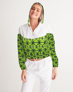 Lime Green Shibori Cropped Windbreaker
