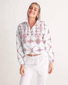 Pink Shibori Dyed Cropped Windbreaker