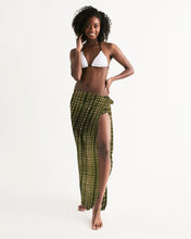 Load image into Gallery viewer, Model wearing Dotted Olive Green Dotted scarf like an ankle length skirt.